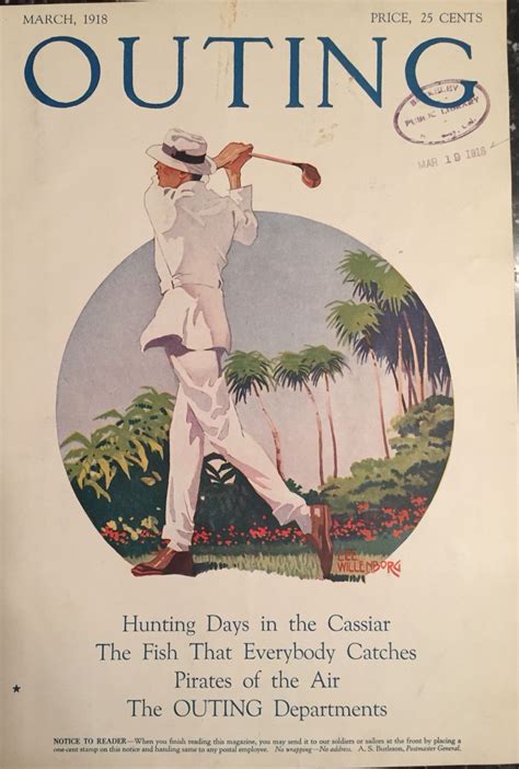 Outing Magazine March 1918 Golf Related Cover Golf Art Golf Fashion