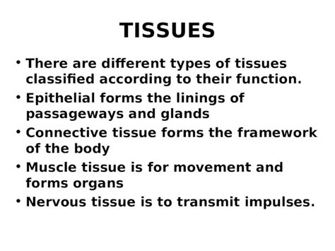 Ppt Tissues There Are Different Types Of Tissues Classified According