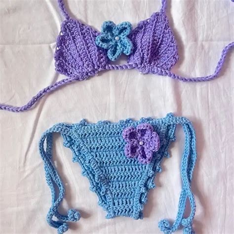 Bikini Ariel Con Flores Hawaianas Para Ni A Bikinis Mary Crochet El Yerro Men