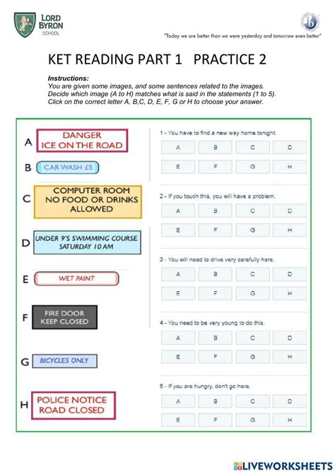 Ket Part I Reading Interactive Worksheet Live Worksheets