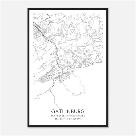 Gatlinburg Tennessee Map Poster, Modern Home Decor Wall Art Print