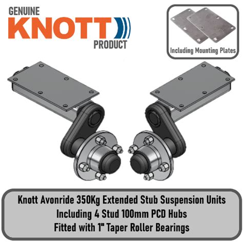 Knott Avonride 350kg Extended Stub Trailer Suspension Units 100mm Hubs