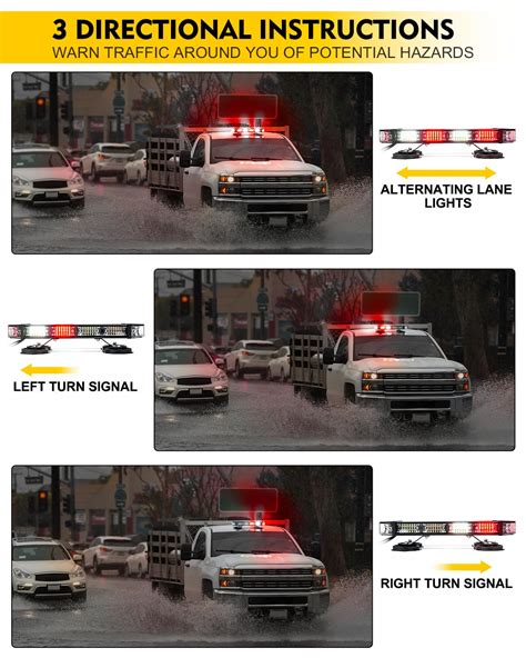 Snapklik White Red LED Rooftop Emergency Strobe Light Bar Traffic