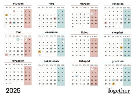 Kalendarz 2025 – pobierz za darmo kalendarz do druku - Together Magazyn