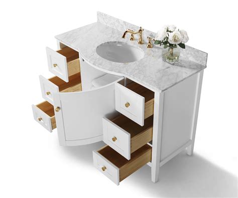 Single Sink Bath Vanity Set In White With Italian Carrara White