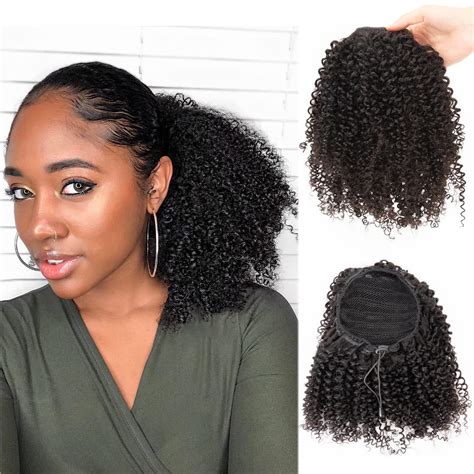 Afro Puff Drawstring Ponytail Human Hair A Brazilian Virgin Hair