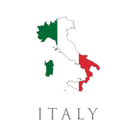 Italien Karte Mit Flagge Landform Umrissen Und Mit Der Flagge Italiens