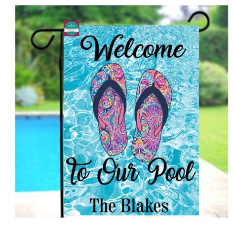 Pool Flags Flip Flops Garden Flag Personalized Pool Flag Welcome To