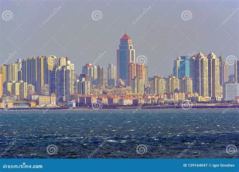 seaside  chinese city qingdao stock image image  metropolis