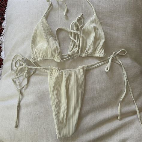 Tia Ribbed String Bikini Depop