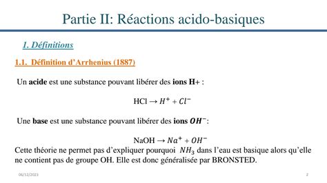 SOLUTION Cours Chimie En Solution 2 Reactions Acido Basiques Studypool