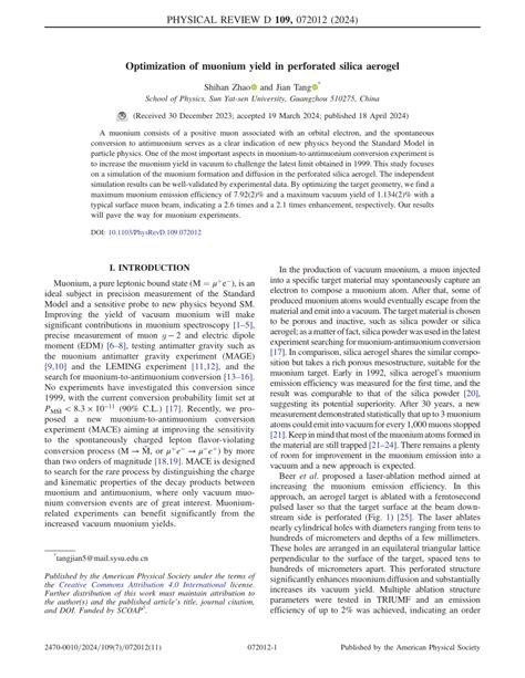 (PDF) Optimization of muonium yield in perforated silica aerogel