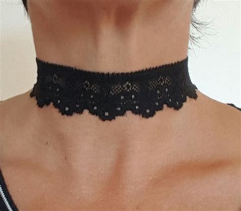 Collier Ras Du Cou Noir Dentelle Extensible Collier Gothique Bijou