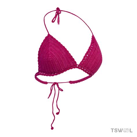 Bikini áo hồng cánh sen len handmade TSWOOL