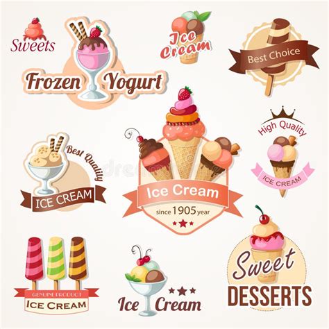 Sistema De Etiquetas Del Helado Ilustración Del Vector Ilustración De