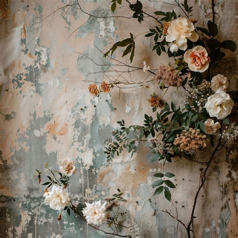 Premium Photo Timeless Vintage Chic Floral Wall Background