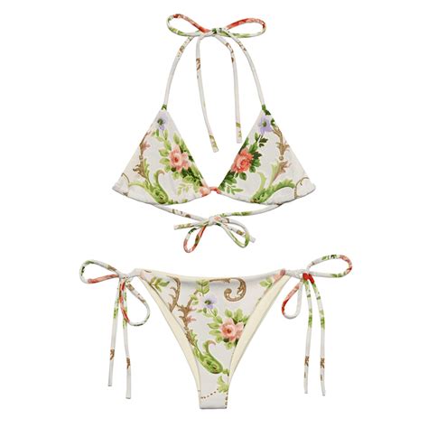 String Bikini In Retro Floral Print Two Piece Swimsuit Floral Bikini Beach Vacation Bikini