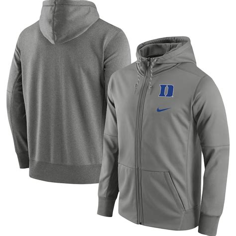 Mens Nike Heathered Gray Duke Blue Devils Logo Stack Performance Full Zip Hoodie