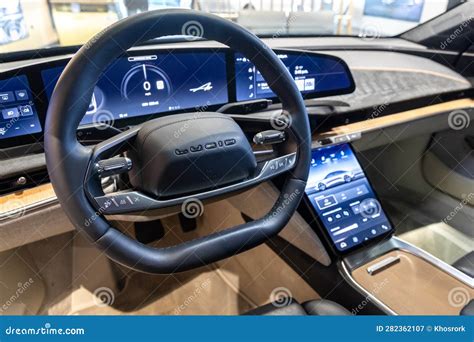 Vehicle Interior of Lucid Air Luxury Electric Car in Showroom ...