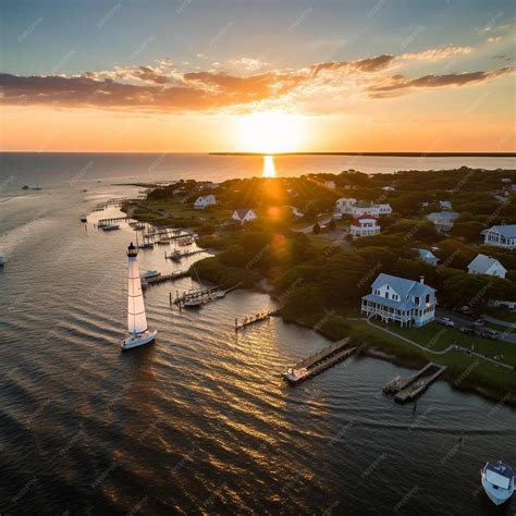 Premium AI Image | aerial view of ocracoke lighthouse on ocracoke