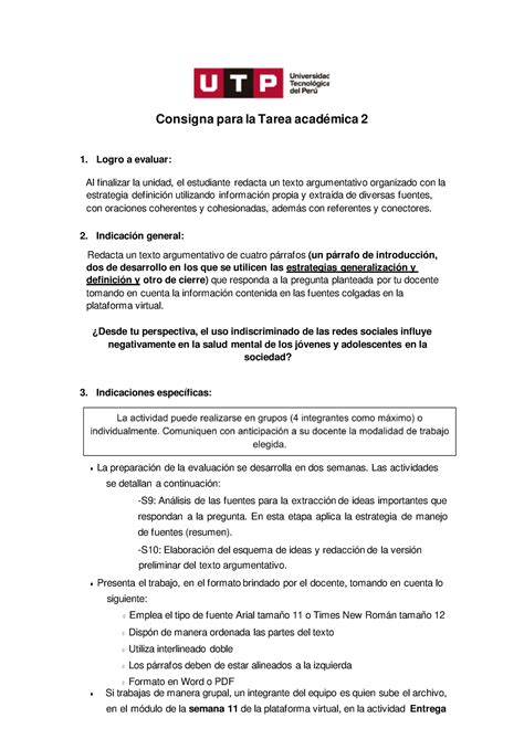 AC S11 Semana 11 Tema 01 Tarea Tarea académica 2 Consigna para