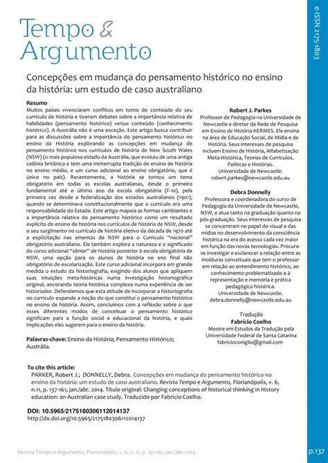 Pdf Concepções Em Mudança Do Pensamento Histórico No Ensino Da