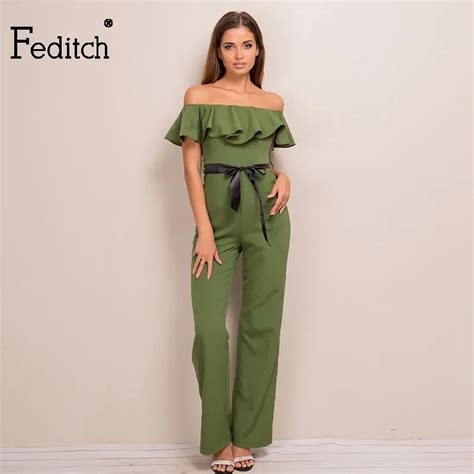 Feditch 2019 Autumn Jumpsuit Women Off Shoulder Elegant Jumpsuits