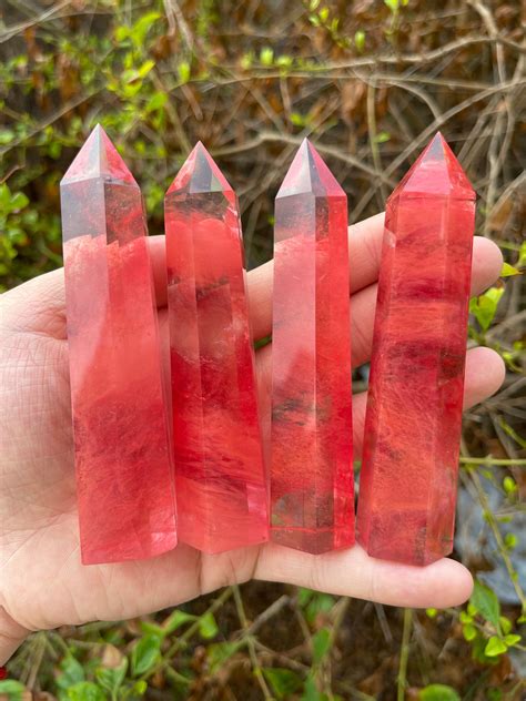 Natural Watermelon Crystal Towerobelisk Healing Tower Etsy