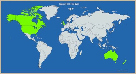 Map of the Five Eyes : an anglophone intelligence alliance : MapPorn