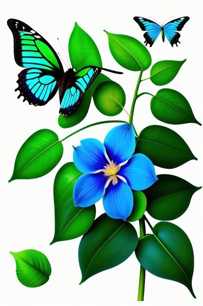 Premium Ai Image Green Leaves Vine With Blue Flower Of Asian