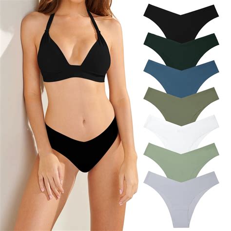 Awaytr Women Thongs Seamless Underwear Invisible Panties Sexy Bikini V Shaped Hipster Panties