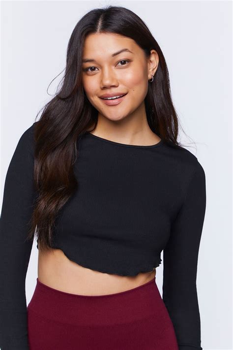 Ribbed Lettuce Edge Crop Top Forever21us