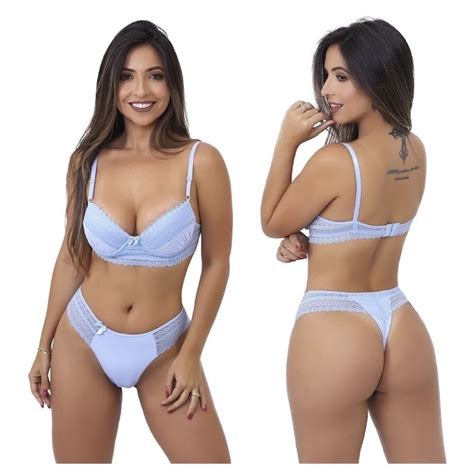 Conjunto Lingerie Fio Duplo Renda Poliamida Luxo Esmeralda Shopee Brasil