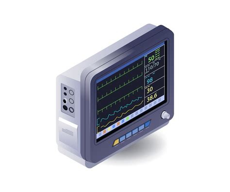Medical equipment patient monitor flat isometric illustration 42160214
