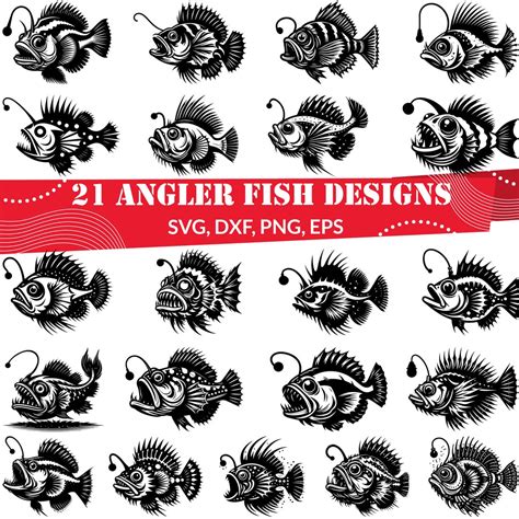 angler fish svg bundle angler fish dxf angler fish png angler fish