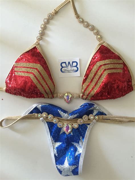 Wonder Woman Inspired Competition Bikini By Waterbabiesbikini Hot Sex