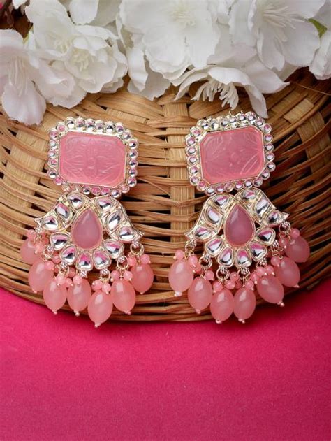 Buy Studio Sukkhi Ethnic Gold Plated Pink Kundan Studded Dangle Drop