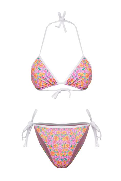 Buy Trendyol Floral Patterned Triangle Piping Regular Bikini Set Online ZALORA Malaysia