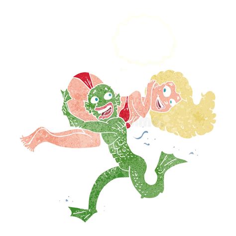 Ragazza Di Trasporto Del Mostro Della Palude Del Fumetto In Bikini Con Il Bubbl Di Pensiero