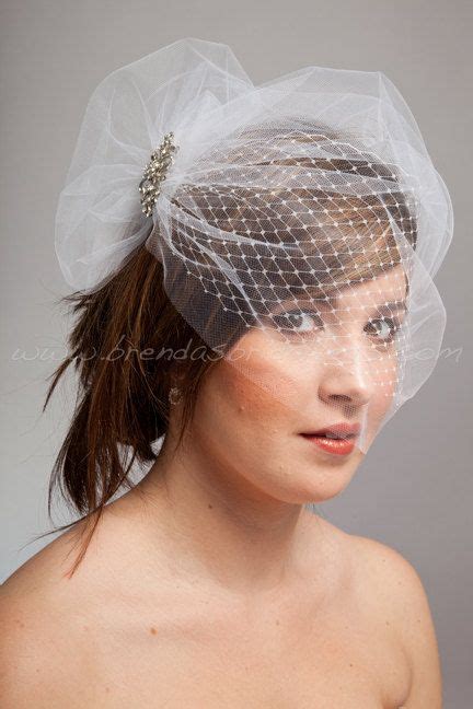 Bridal Veil Set Double Layer Bandeau Birdcage Veil Tulle Over Netting