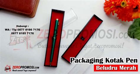 Packaging Eksklusif Kotak Pen Beludru Merah Custom Logo Zeropromosi