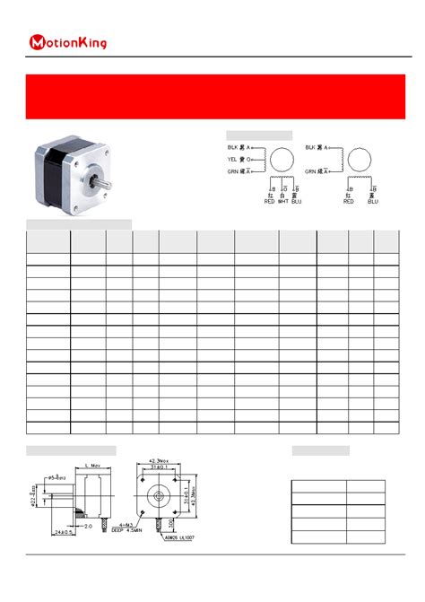 Hs Datasheet Pages Motionking Phase Hybrid Stepper Motor