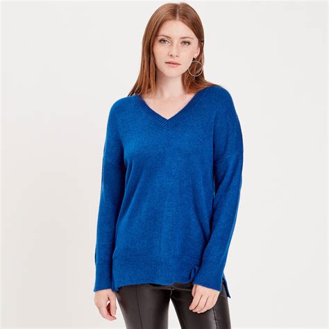 Pull Manches Longues Bleu Electrique Femme Cache Cache