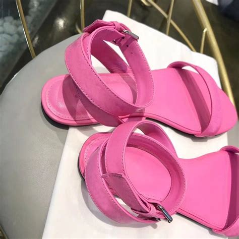 Women Pink Sandals Genuine Leather Ankle Strap Sandals Ladies Open Toe