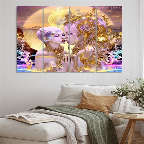 Design Art Pastel Goddess Divine Love I - Couple Wall Decor - 4 Panels ...