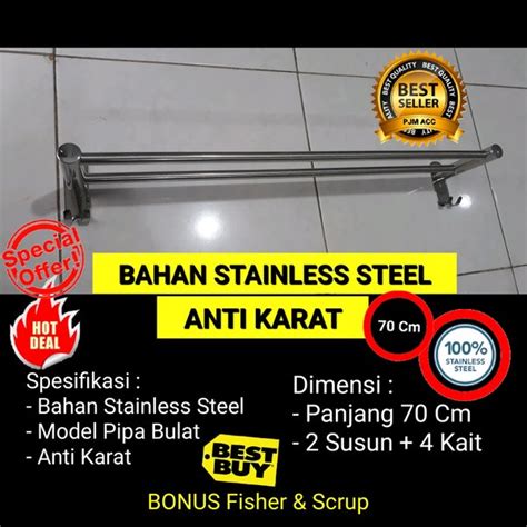 Jual Rak Handuk Dinding Toilet Kamar Mandi 2 Susun Stainless Steel Di