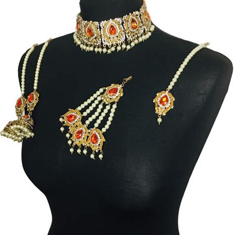 Gold Pakistani Jewellery Set Golden Pakistani Jewelry Etsy