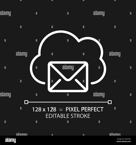 Cloud Based Email Pixel Perfect White Linear Icon For Dark Theme Stock