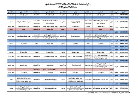 التربية تعلن جدول الامتحان التكميلي