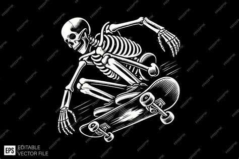 Skeleton playing skateboard Drawing of a skateboarding skeleton on a ...